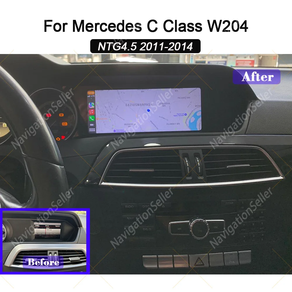 

2026 New Android 14 Auto Radio Carplay For Mercedes C Class W204 2011-2014 Car Multimed Player Screen BT WIFI Stereo GPS Navi