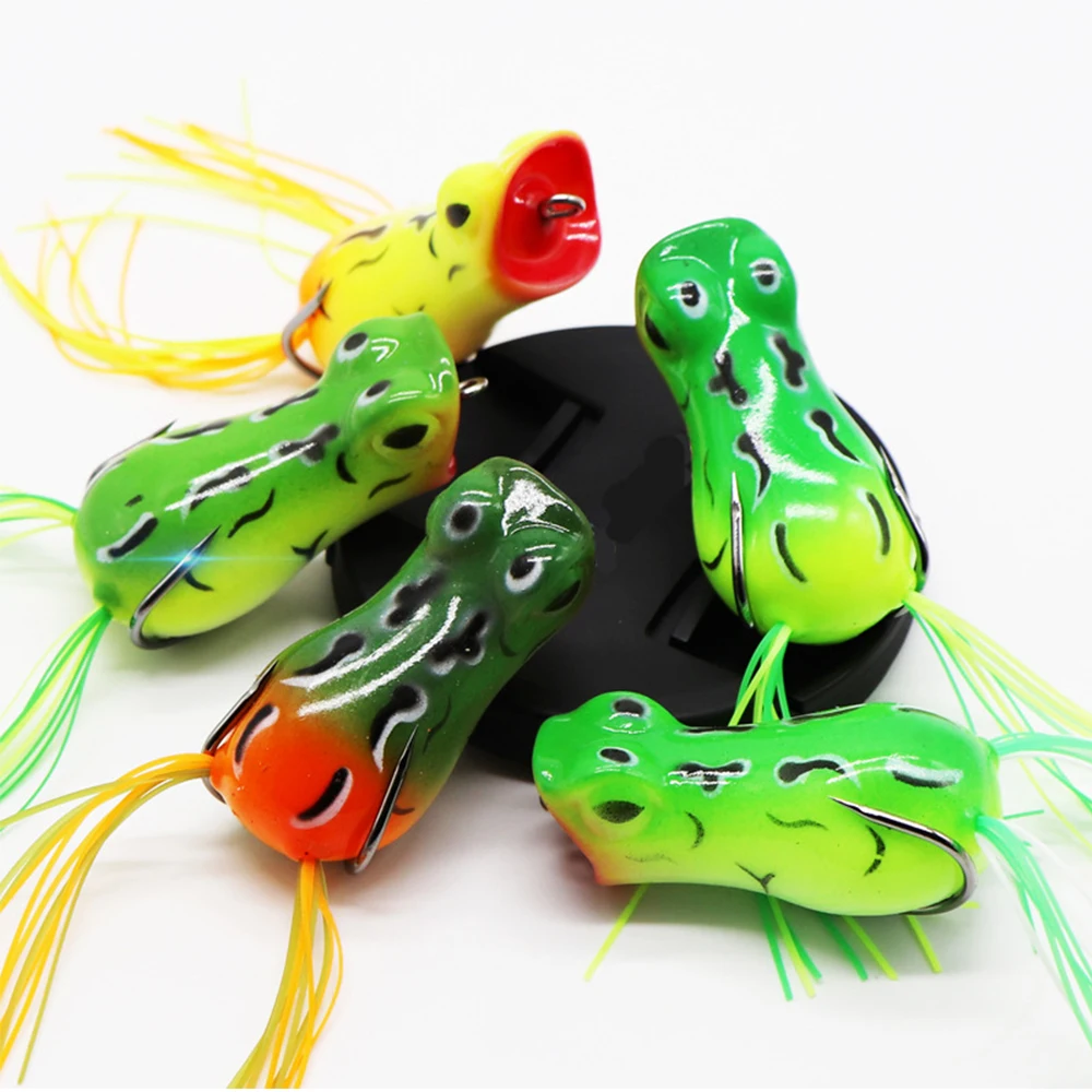 5pcs/Kit Soft Frog Lure Snakehead Killer 5cm 12g Big Mouth Soft Silicone Bait Crankbaits Fishing Lures Carp Fishing Wobblers