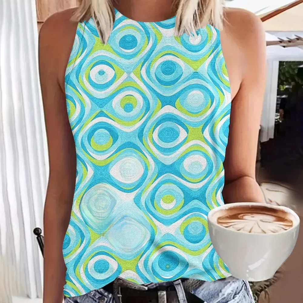 Letnia moda Polka Dot 3D Print Tank Tops Women Streetwear Oversized O-Neck Vest Off Shoulder Sleeveless Woman Camisole — zdjęcie 2
