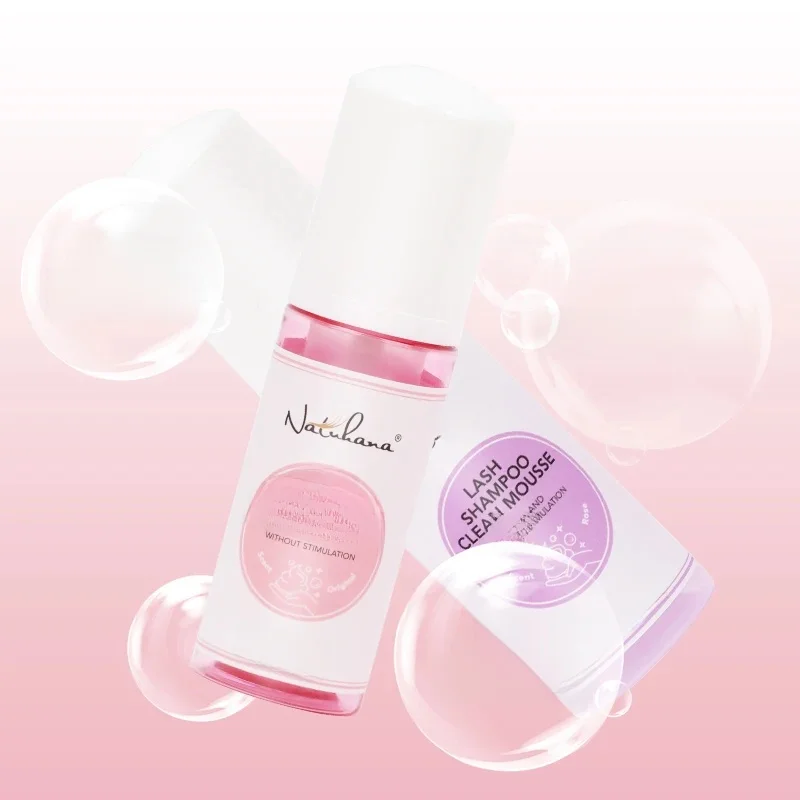 NATUHANA 60ml delikatny mus oczyszczający rzęsy bez podrażnień szampon do rzęs do przedłużania szczepienie zmywacz do makijażu klej do czyszczenia — zdjęcie 2
