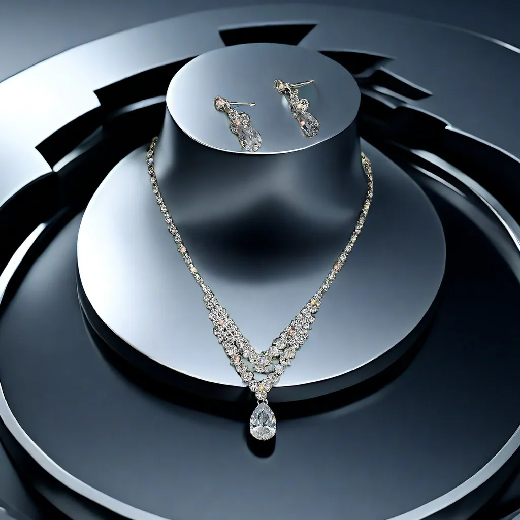 

Ladies Elegant Wedding Jewelry, Zircon Necklace Earring Set, Gift Jewelry Suitable for Daily Party Wear