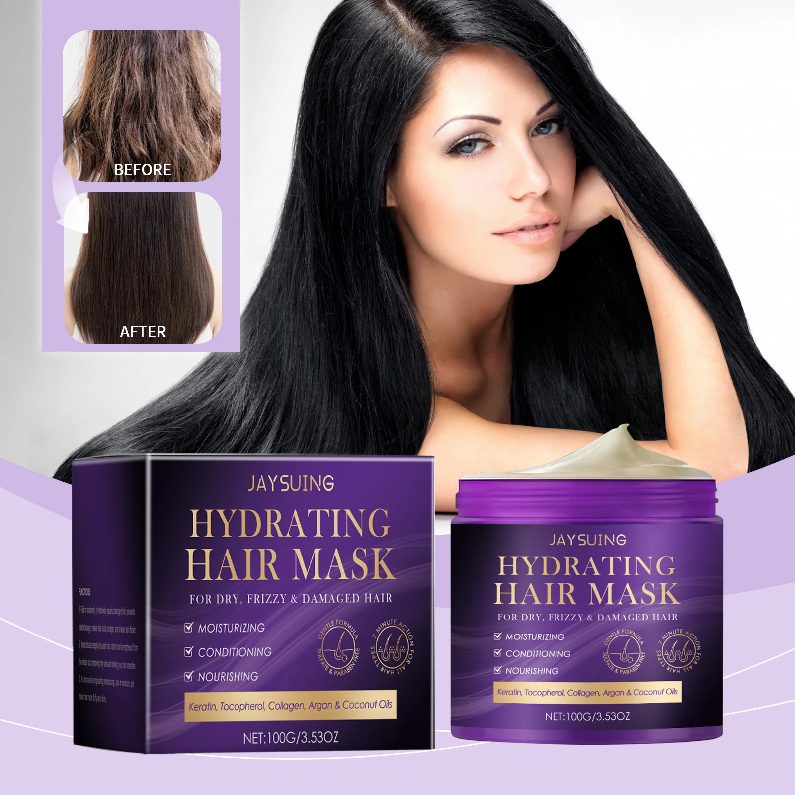 

Увлажняющая маска для волос JAYSUING с двойным контролем жирности, кондиционер для мягкости и гладкости, восстановление поврежденных волос, уход за волосами.