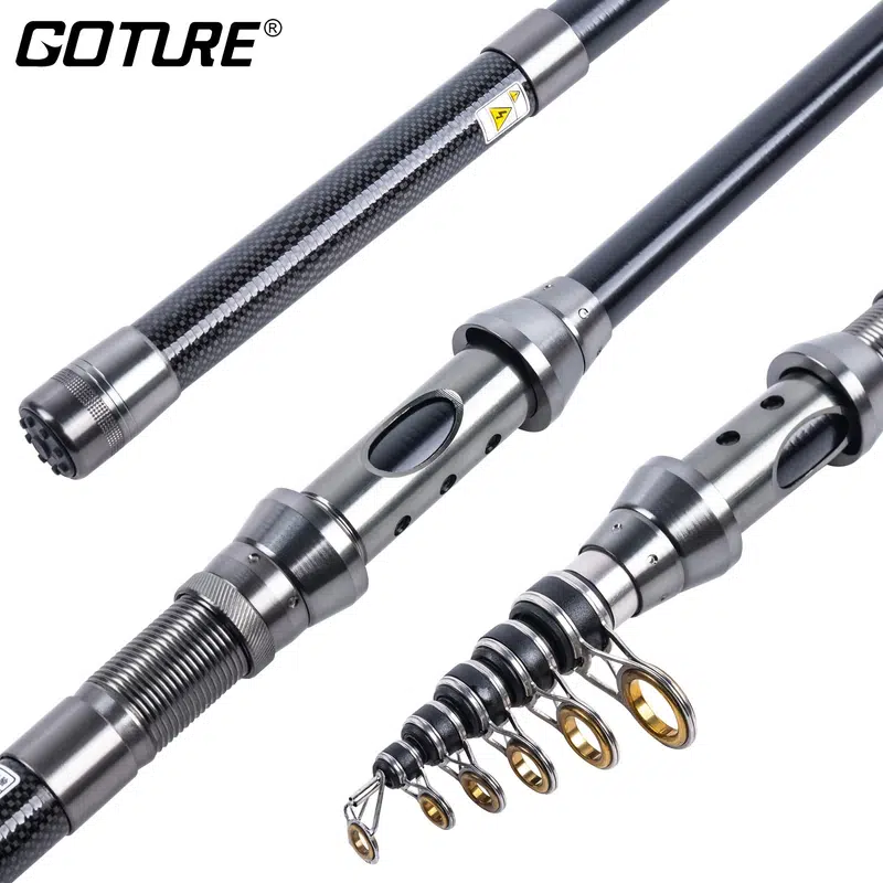 Goture Carbon Telescopic Fishing Rod 1.5M-2.1M Long Shot Sea Pole Ultra-Light Distance Throwing Rods Travel Fishing Lure Tackle