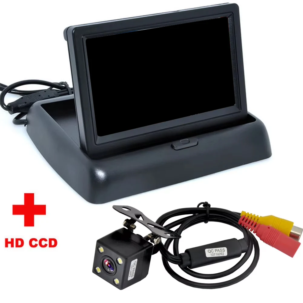 Auto Parking Assistance New 4LED NIGHT Car CCD Rear View Camera With 4.3 inch Color LCD Car Video Foldable Monitor Camera