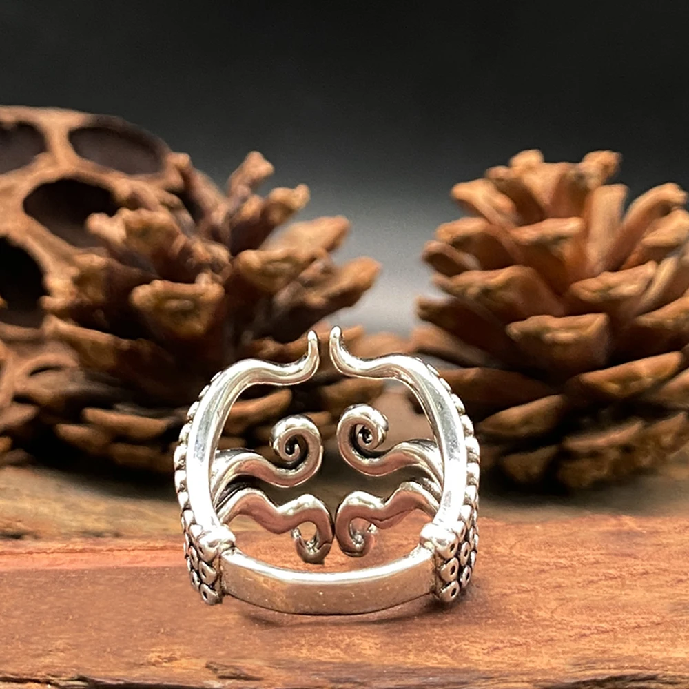 Reptilian Octopus Ring Unique Open Tentacle Adjustable Ring, Punk Gothic Statement Jewelry for Women Men Retro Unisex Gift