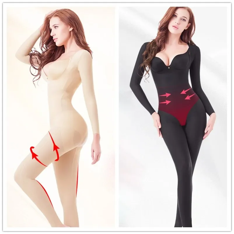 Shapewear Body Body Shapers pełna długość kobiety bielizna korygująca czarny beżowy odchudzanie odzież udo Slim — zdjęcie 2