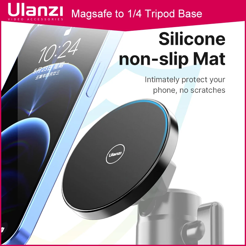 Ulanzi R101 Magsafe to 1/4 Tripod Base Mount Universal for iPhone 12 13 14 15 Mini/ Pro/ Pro Max Phone Holder Clamp Clip