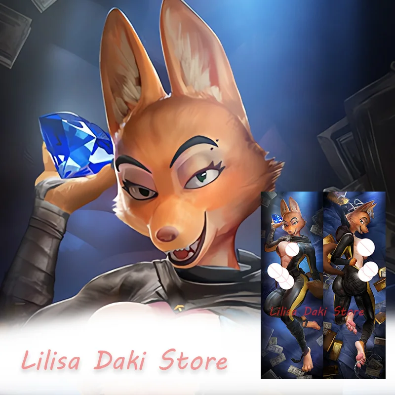 غطاء وسادة للجسم Diane Foxington Dakimakura مطبوع على الوجهين غطاء وسادة أنيمي بالحجم الطبيعي