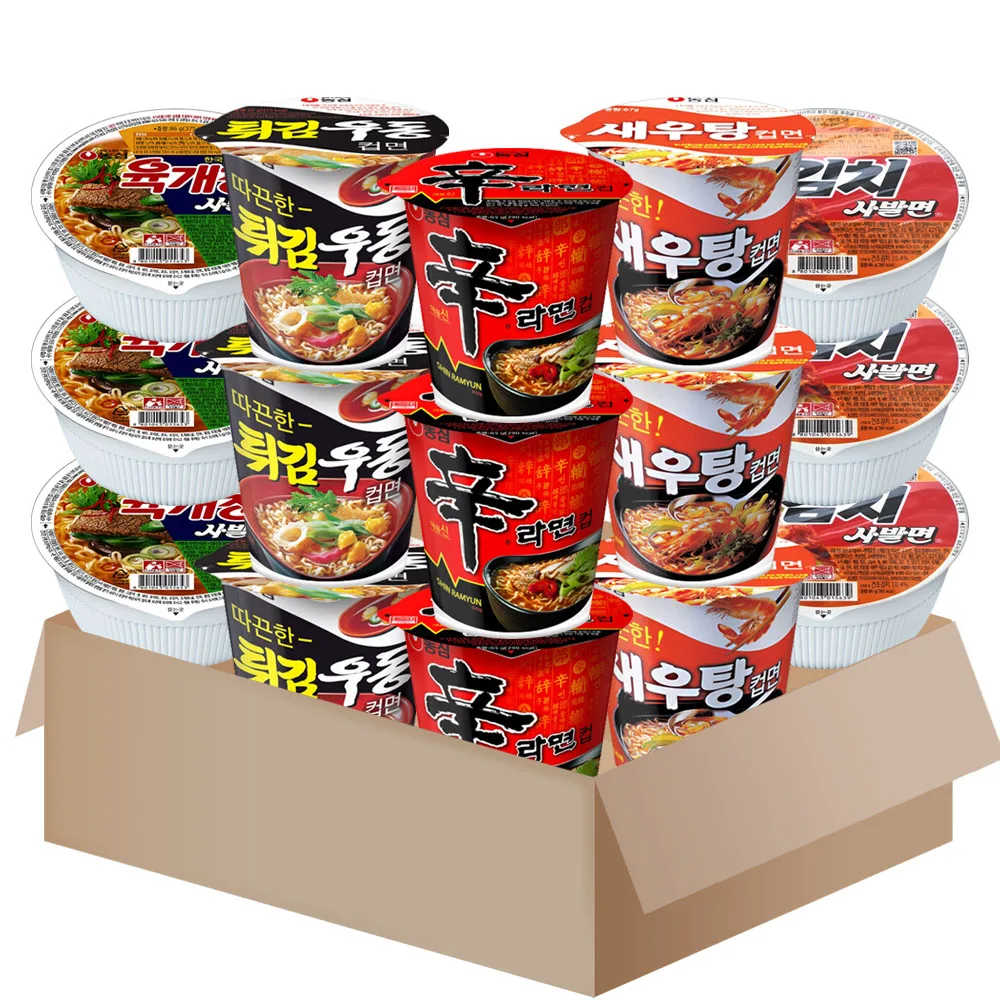 [AL0049]Cup ramen variety 15 of 5 types pack{shinramen x3+shrimp x3+ Tempura-udon x3+yukgaejang x3+kimchi x3}