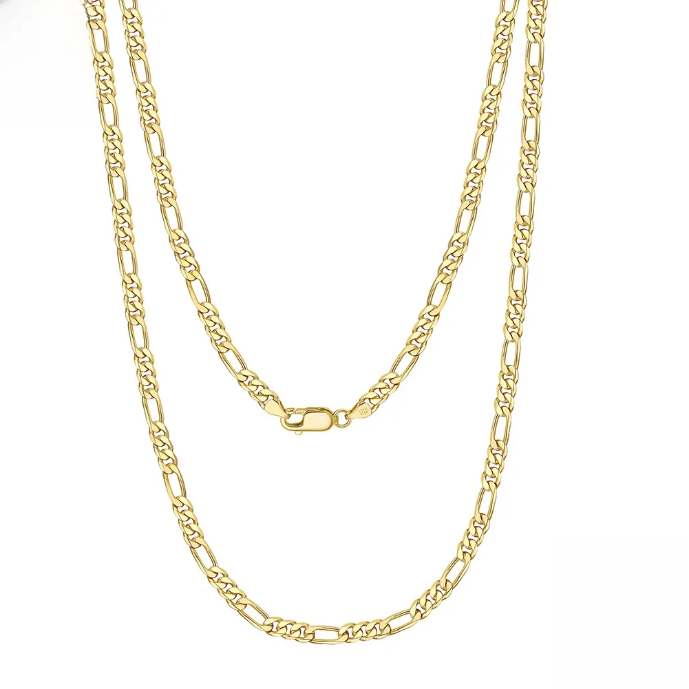 ORSA JEWELS Ręcznie robiony włoski naszyjnik z łańcuszkiem Figaro o średnicy 3,3 mm z diamentem 18-karatowego złota na 925 srebra próby 925 Biżuteria męska i damska SC34 — zdjęcie 2