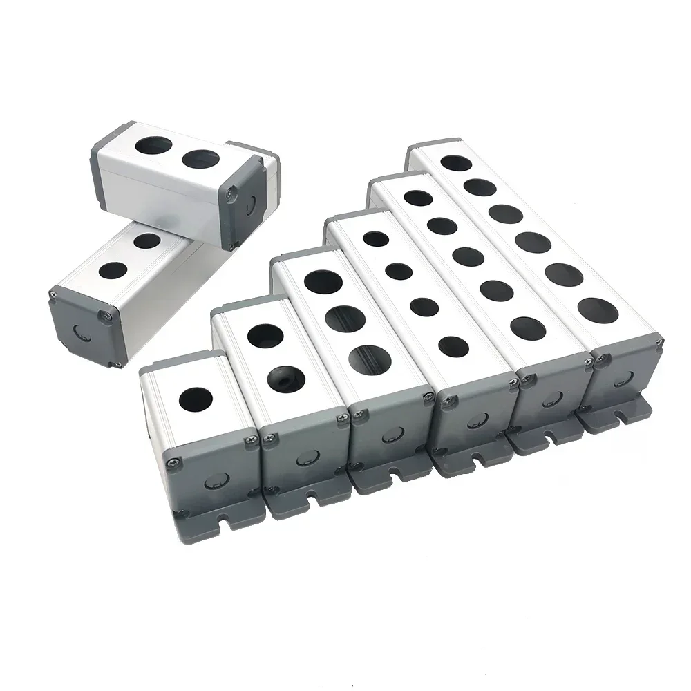 Boîte de commutation de commande domestique industrielle, bouton-poussoir en métal et aluminium, 16mm 19mm 22mm 1/2/3/4/5/6 trous 45x45mm 45x65mm