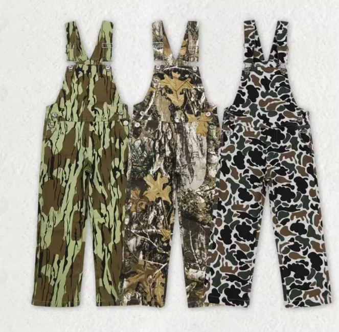 Baby Girls Boys Fall Hunting Camo Denim Strap jumpsuits Overall children boutique kid Long Pants Clothes