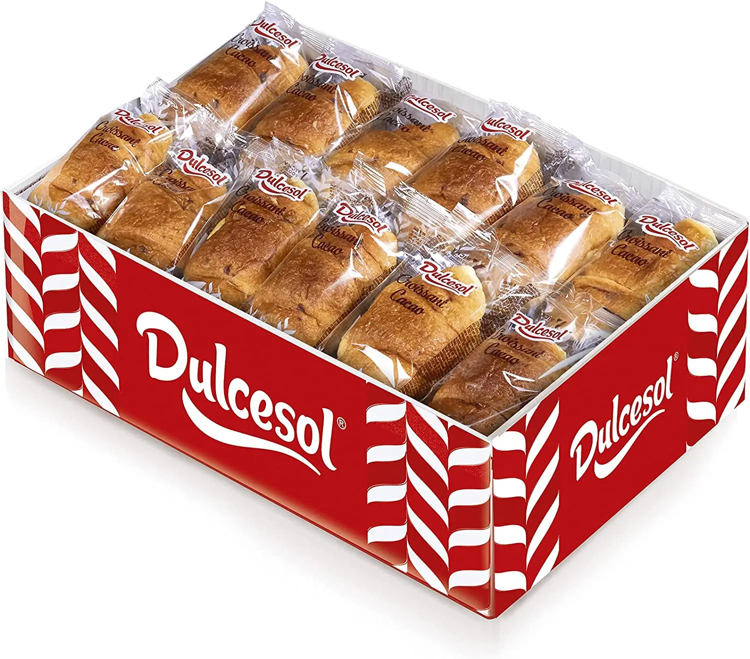 Individually wrapped cocoa Croissants Dulcesol in 1.6KG format-with our delicious croissant with extra filling you will have an explosion of flavor in your mouth of our delicious Cocoa.