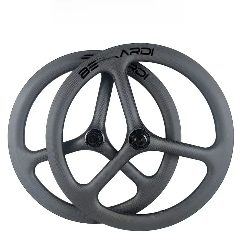 20-calowy zestaw kół karbonowych 451 Trispoke 20'' 3-szprychowy ceramiczny 6 śrub Hamulec tarczowy Beskardi Mini rower do Dahon Java Sava Bike Friday — zdjęcie 2
