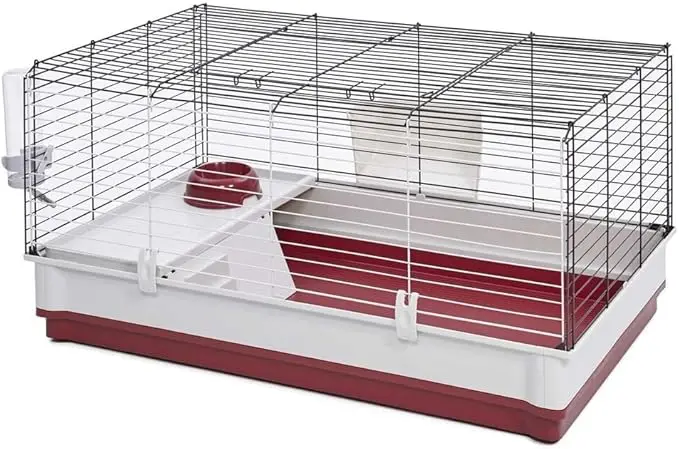 Deluxe rabbit home, marrón/blanco Diseño de jaula espaciosa (39,5x23,75x19,75 pulgadas), ideal para conejos, ofrece comodidad