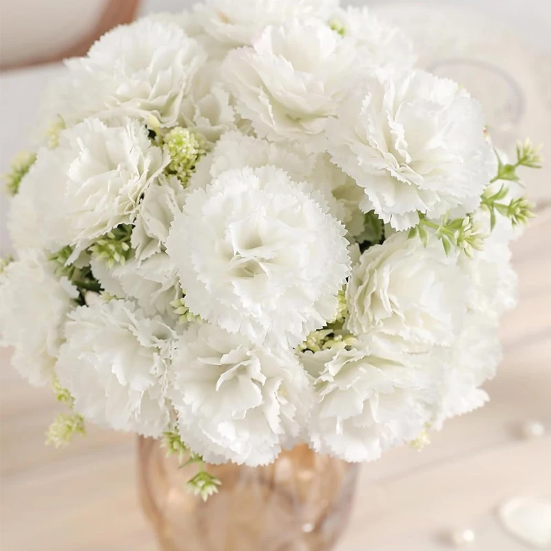 Silk Rose White Silk Bouquet 28cm Peony Artificial Flower 7 Small Head 3 Buds  Bride Wedding Home Decoration Artificial Flowers