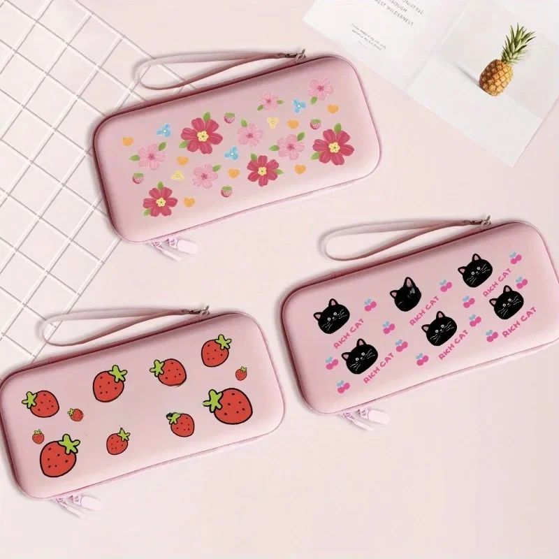 Sac de rangement anti-collision pour Nintendo Switch Lite, sac portable, accessoires de contrôleur de jeu, rose, dessin animé Harvey Flower