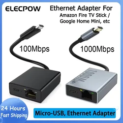 Chromecast Ethernet Adapter For Fire TV Stick Micro to 100Mbps Network Card for Ultra Audio Google Ethernet Switch Adapte