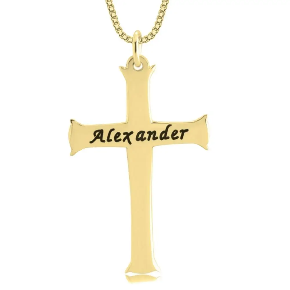 

Custom Men's Engraved Name Cross Necklace Stainless Steel Religious Men's Jewelry Personalized Name Pendant Gift for Friends