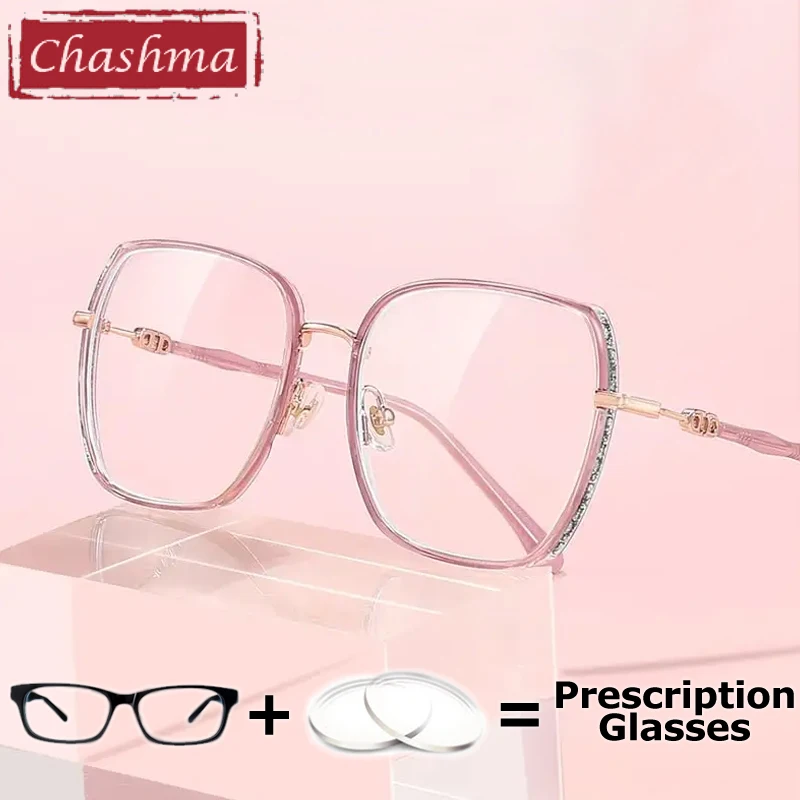 

Chashma Prescription Glasses Women Big Circle Fashion Spectacles Myopia Computer Anti Blue Lenses Durable Multifocal Eyeglasses