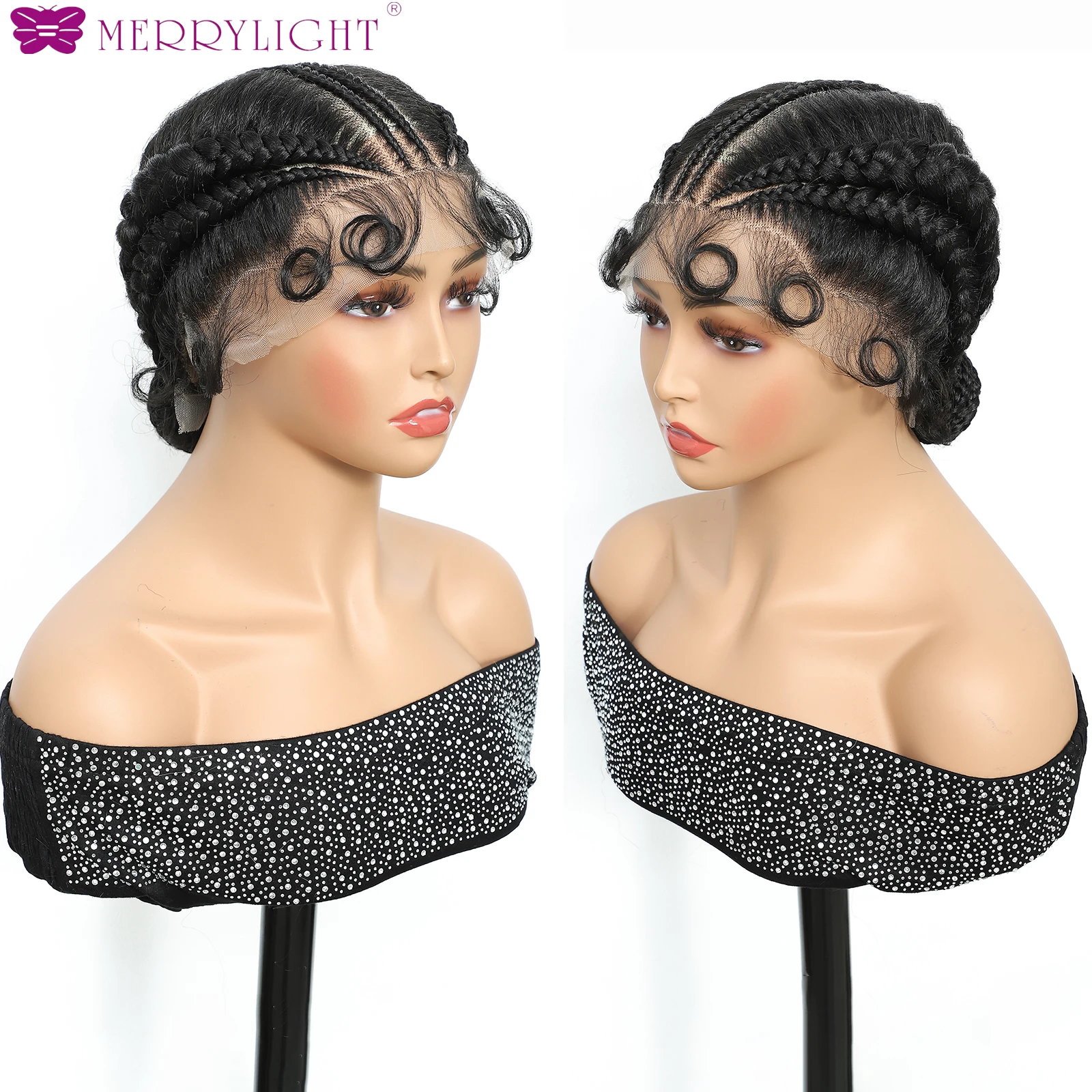 10 بوصة الاصطناعية الدانتيل الكامل اليدوية Knotless الضفائر كعكة ذيل حصان منخفضة يمكن اكتشفها Knotless الضفائر الباروكات للنساء السود