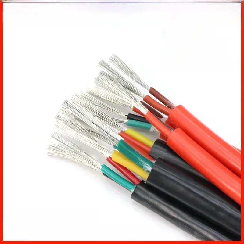 Câble en caoutchouc de silicone ultra souple, fil en cuivre flexible isolé, haute température, Sq 0.3, 0.5, 0.75, 1, 1.5, 2, 4mm, 2, 3, 4, 6 conducteurs, 2 m, 5m