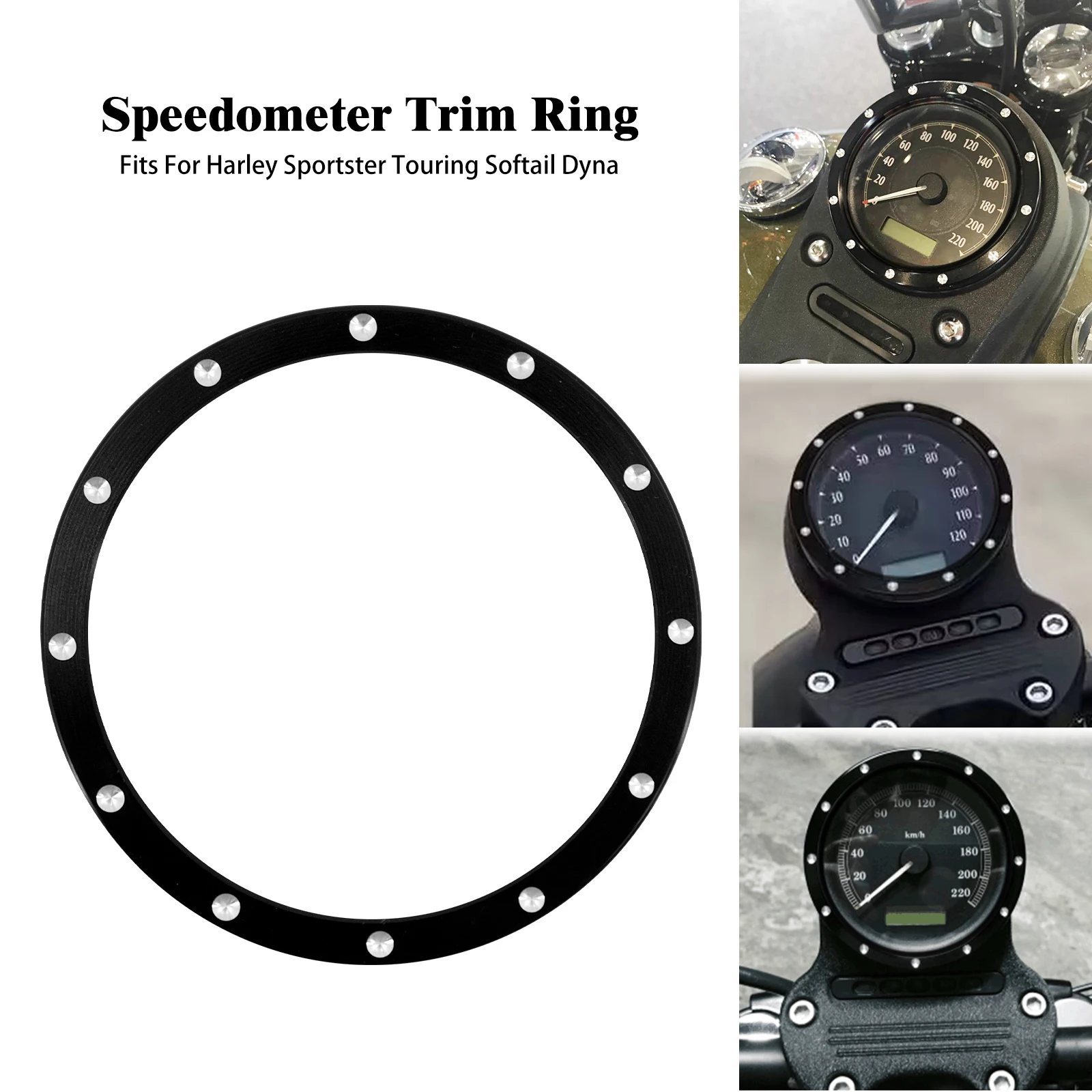 Motorcycle Gauge Bezel Accent Trim Ring Speedometer Cover For Harley 00+ XL, 00-13 Dyna FXSB & 00-13 Touring Glide Trike Models For Breakout CVO FXSBSE