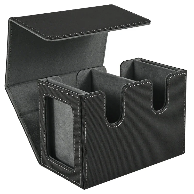 Card Deck Box met 2 commandant-display, dubbeldeksbox voor 140+ kaarten met enkele mouwen, geschikt voor TCG CCG-magische kaarten - afbeelding 2