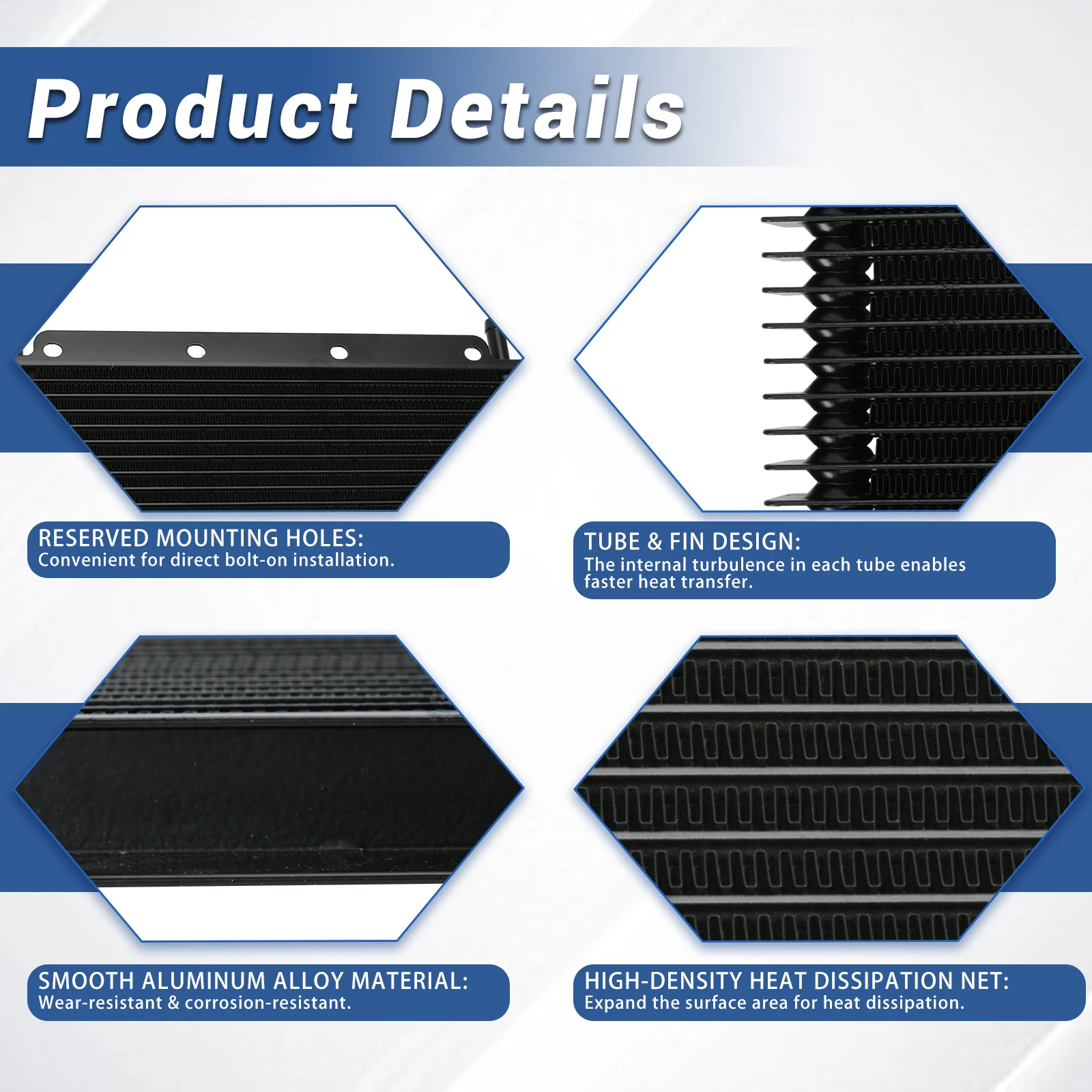 Kit de refrigerador de óleo de transmissão de alumínio de 14 fileiras, proteção de resfriamento, conversor de radiador de óleo com montagem de mangueira