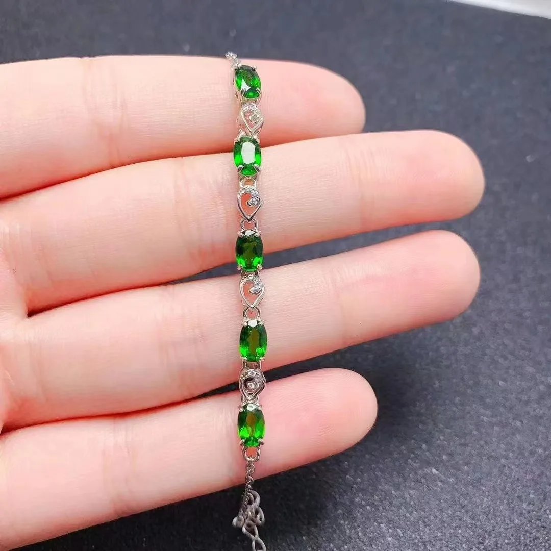 KJJEAXCMY Boutique Jewelry Women's Bracelet 925 sterling silver natural diopside Wedding Party Birthday Gift New Year