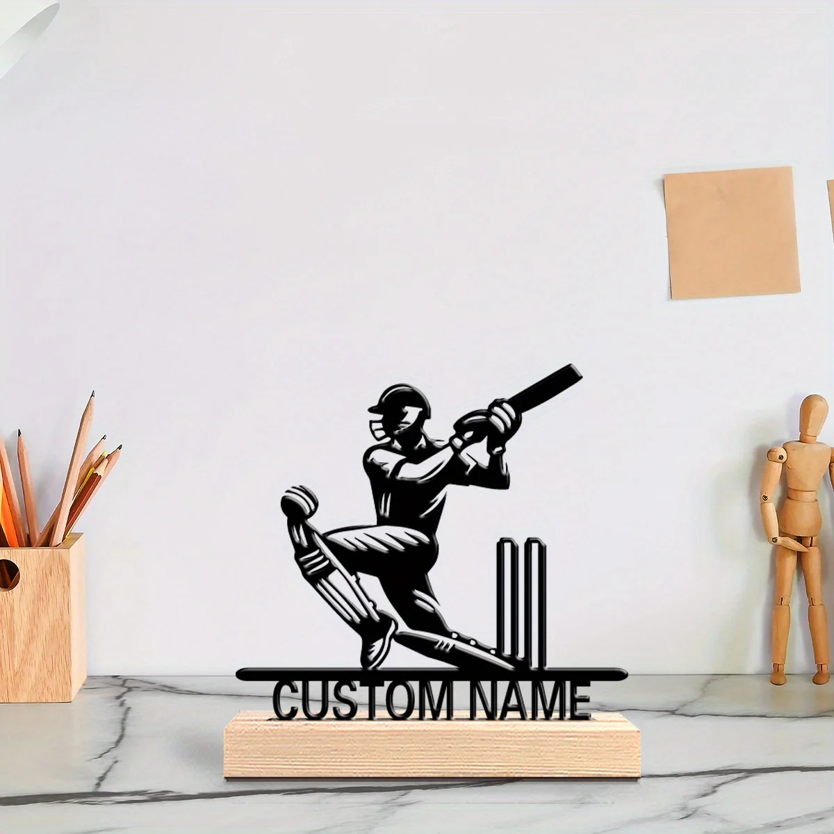 Statue en métal sur base en bois personnalisable, idéale pour les amateurs de sport, la maison, le bureau, la chambre, les anniversaires, Noël