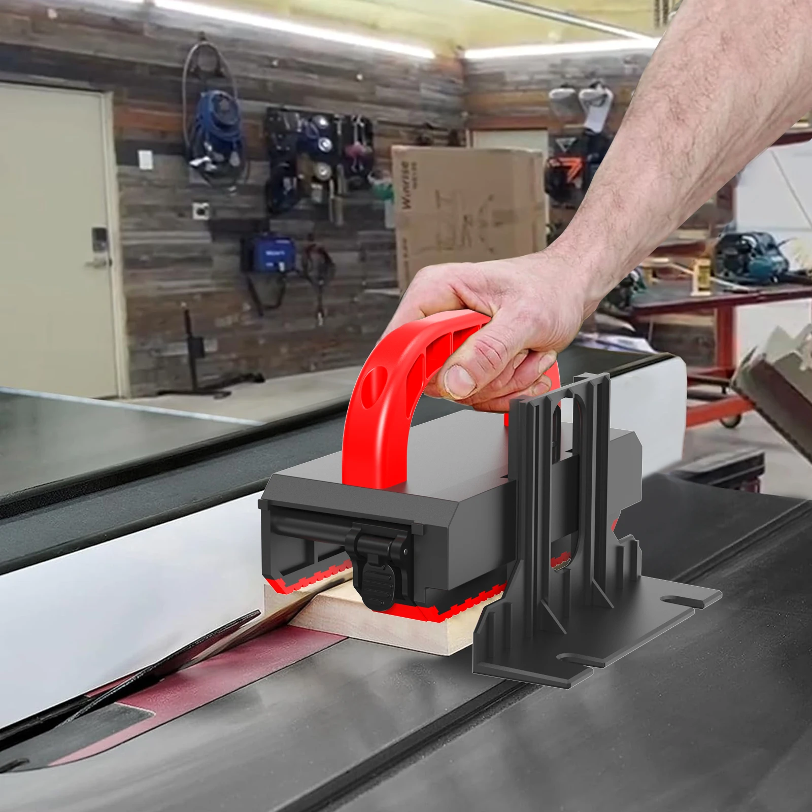 Imagem -02 - Tabela Ajustável Saw Push Block Safety Pusher Acessórios para Carpintaria Safe Stable Desktop Saw Router Table Band Saw Workshop