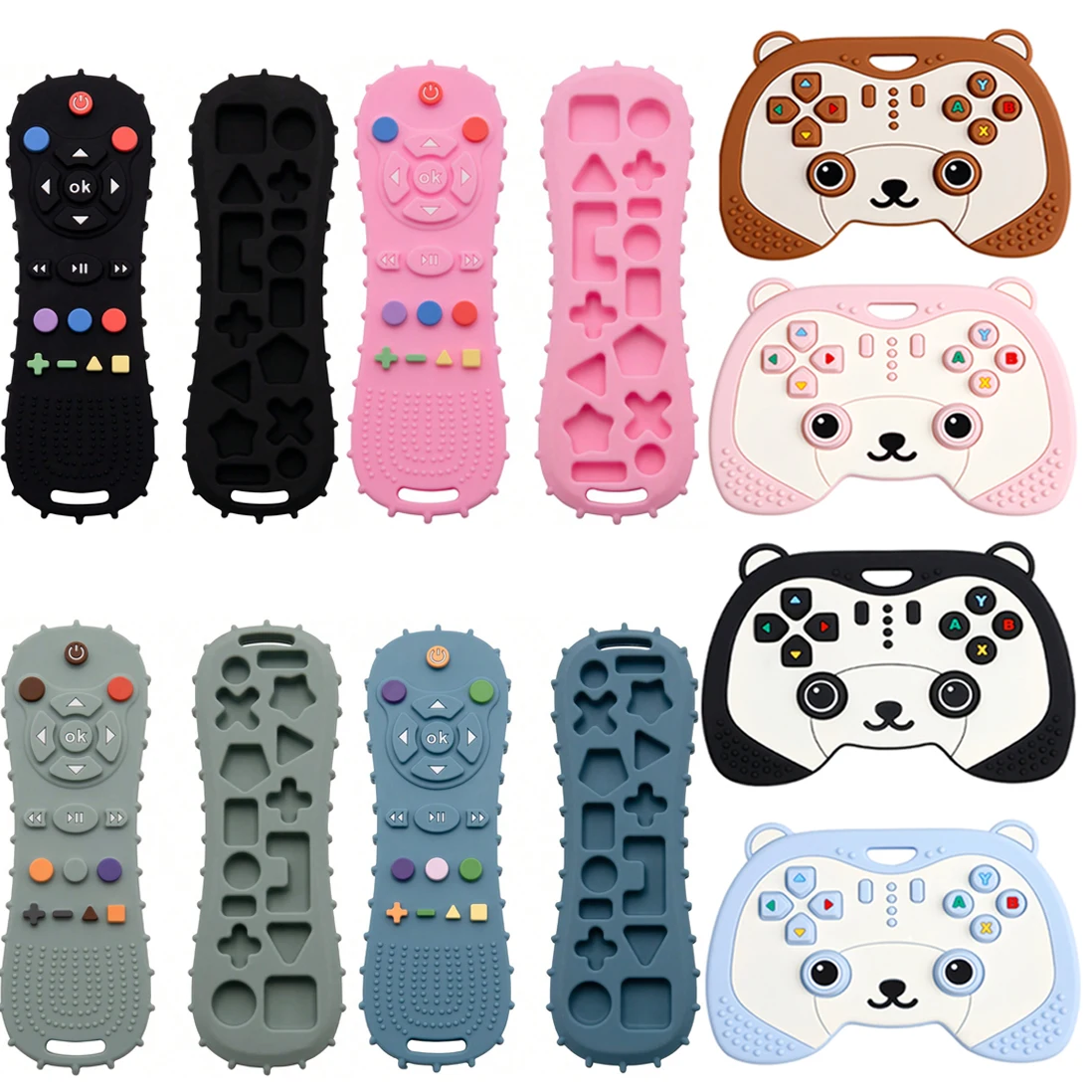 

Baby Teether 2Pcs, Silicone Toy Controller and TV Remote for Babies Molar