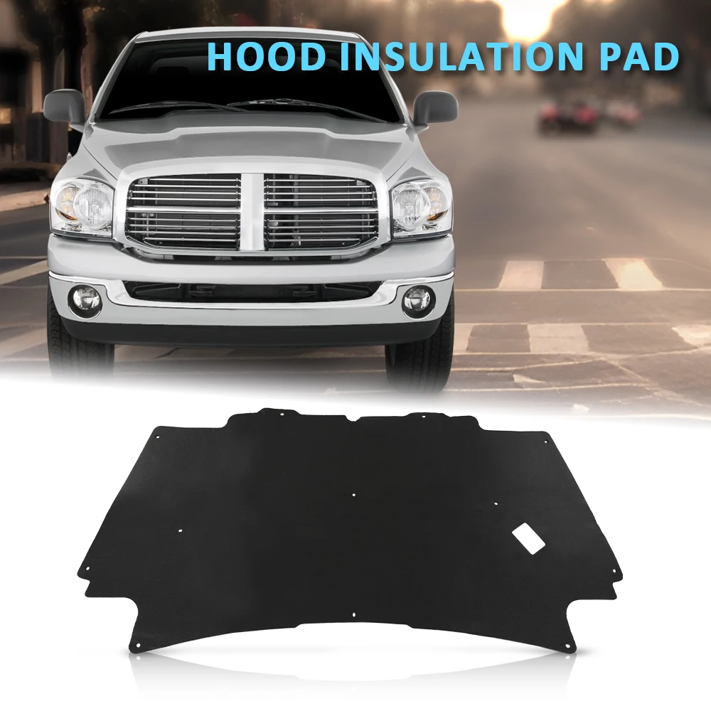 

Передняя изоляционная накладка капота двигателя с отверстием, новая подходит для грузовика Dodge Ram 2002-2008 годов с зажимами, звукоизоляционный коврик для панели капота