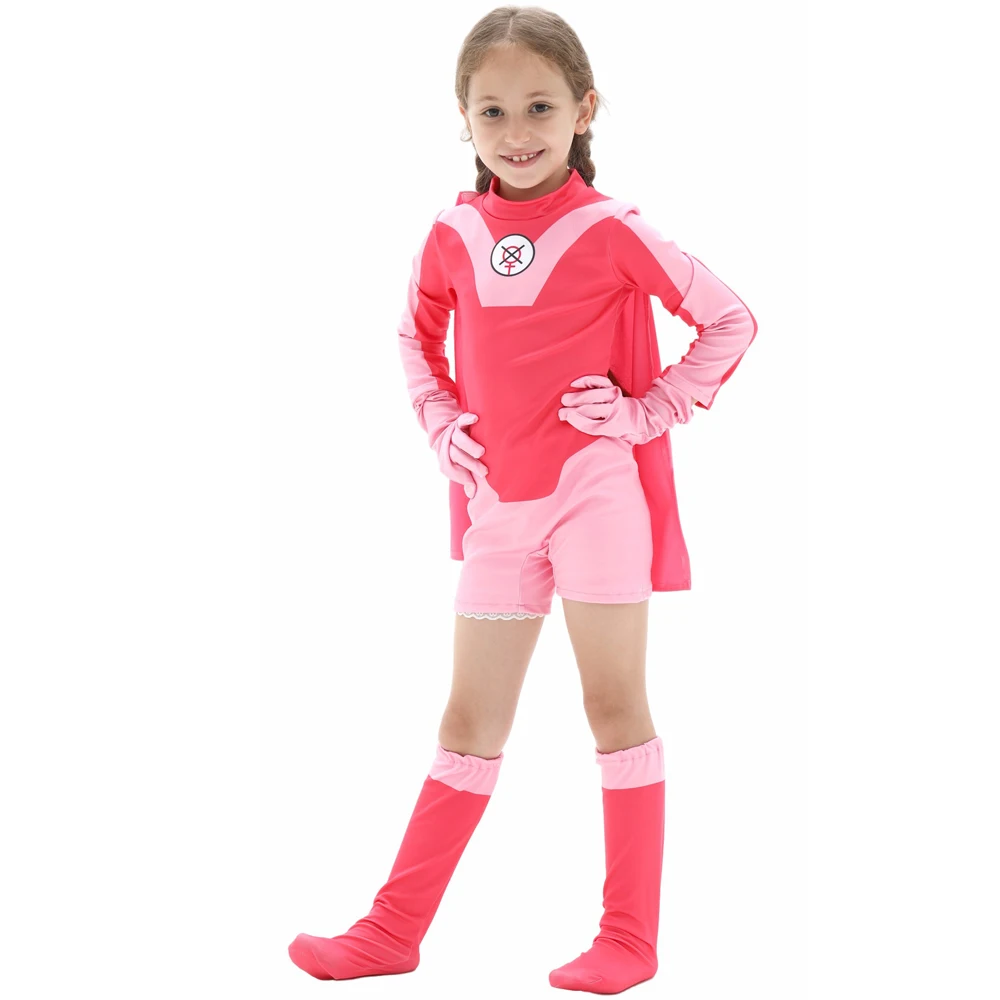 Anime Invincible Costume Omni-man Mark Grayson Cosplay Superhero Atom Eve Pink Jumpsuit Halloween Costume Height 100-160 Clothes - view 2