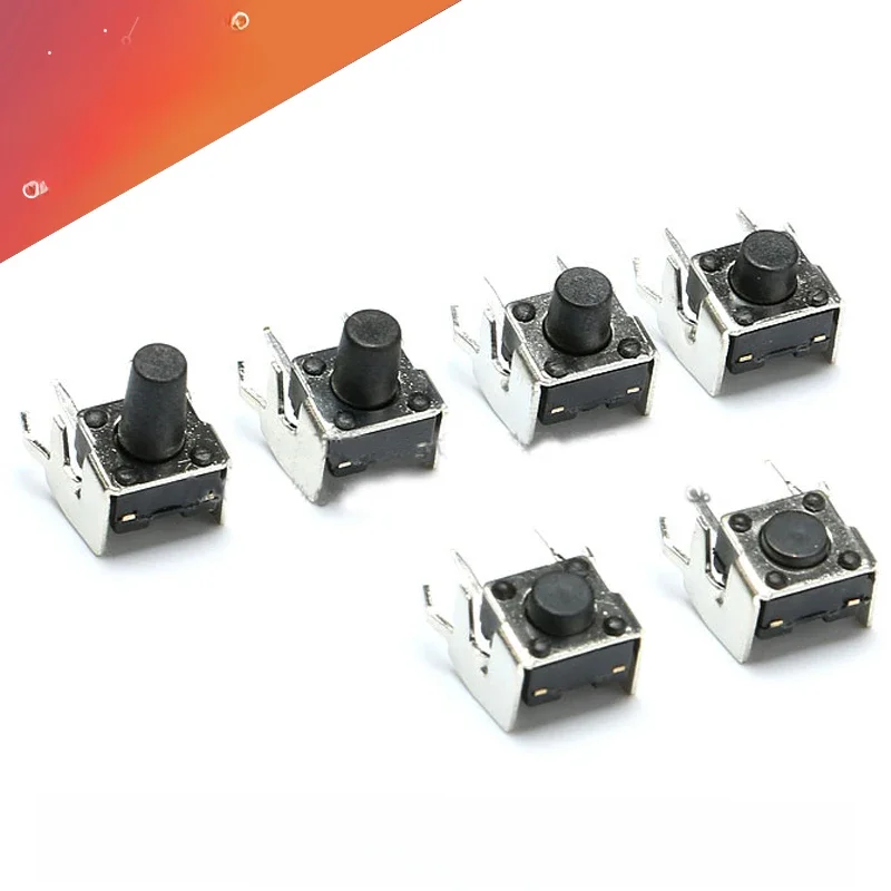 20 sztuk 6*6*5mm 4Pin przycisk dotykowy mikroprzełącznik samoresetujący 90 stopni wkładka boczna ze wspornikiem 6*6*4.3/5/6/7/8/9.5mm 6X6X5H — zdjęcie 2