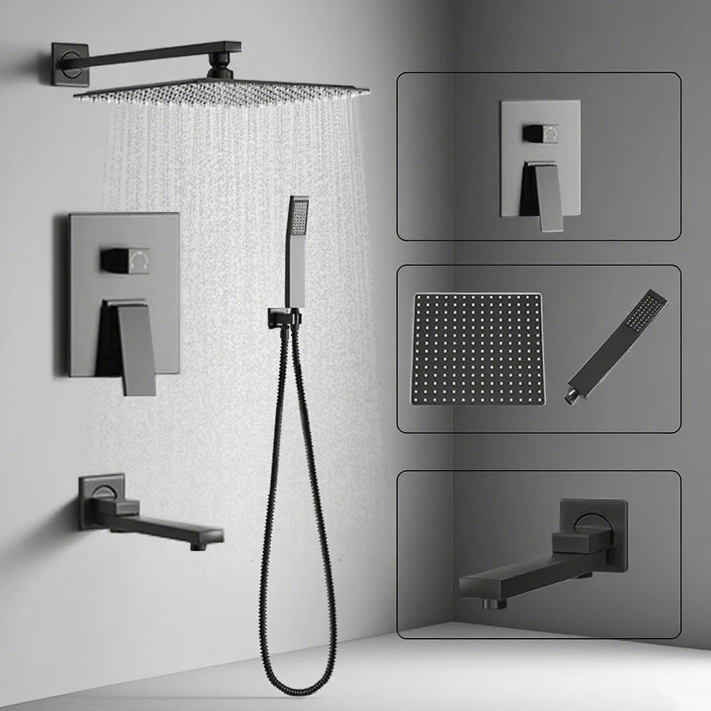 Black Concealed Shower System Rain Waterfall Bathroom Embedded Shower Faucet Set with Tub Spout – A Comprehensive Review & Real-World Usage Guide