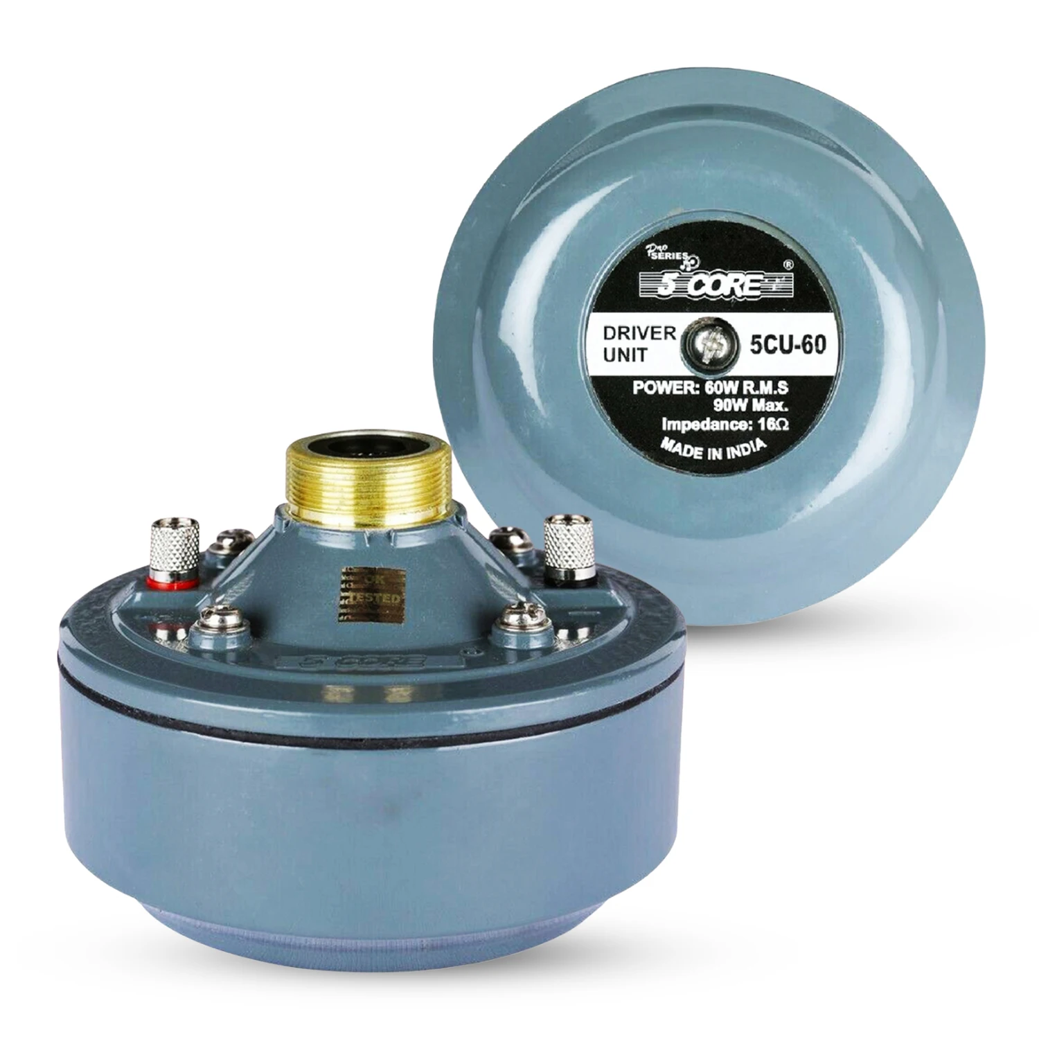 

5 Core Compression Driver 600W Peak Aluminium Tweeter Diaphragm 16 Ohm Throat Twist Horn Speaker DU 60W