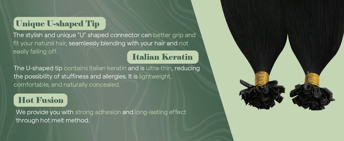 Ugeat U-Spitzen-Haarverlängerung, Echthaar, 1 g/s, Nagel-U-Spitzenhaar für Frauen, 14–24 Zoll, vorgebundene Haarverlängerungen, 50 g/100 g Keratin-Spitzenhaar – Detail 4