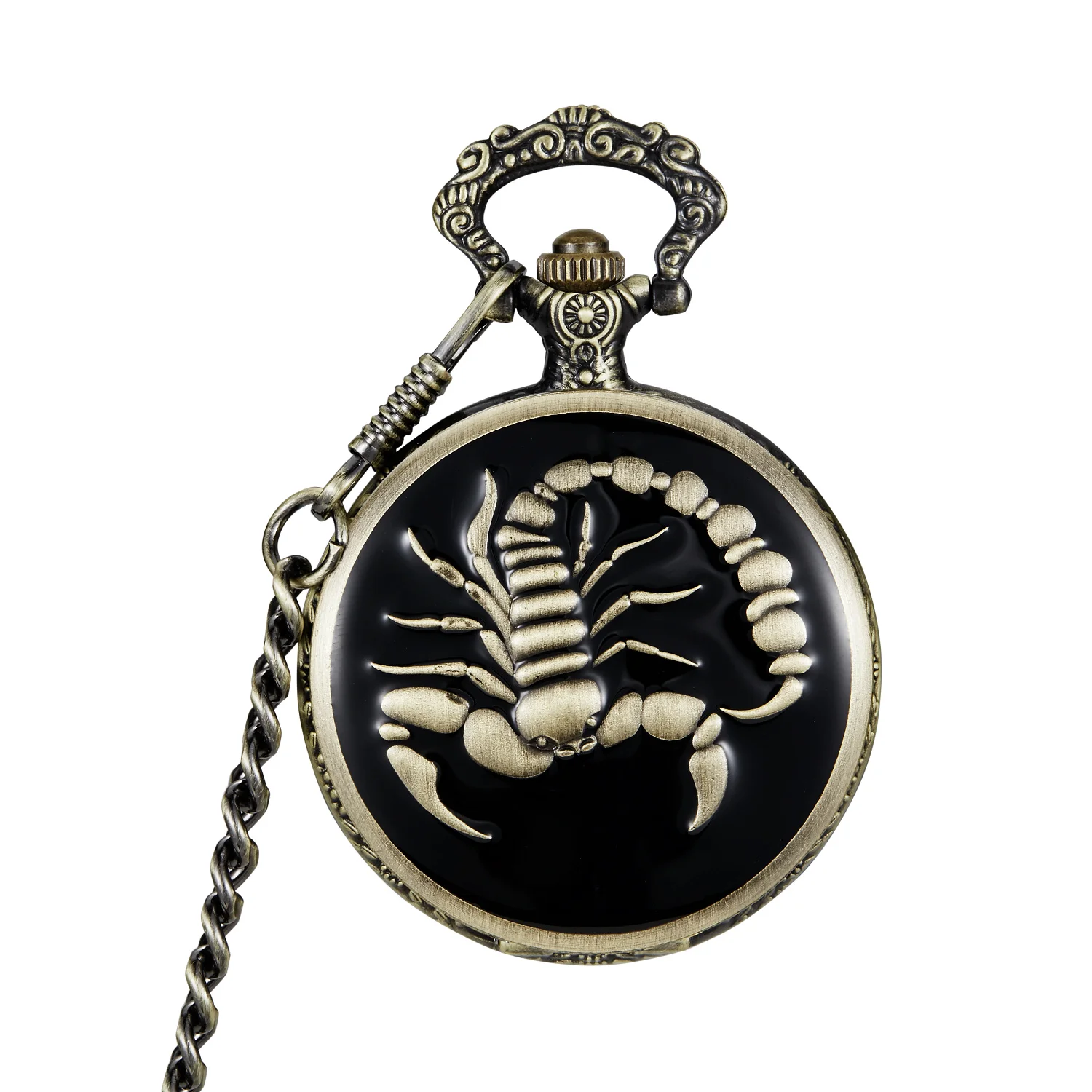 Creative Scorpion Devil Mechanical Pocket Watch Necklace Pendant Pocket Watch  Retro  Clock Ghost Souvenir Gifts for Men Women