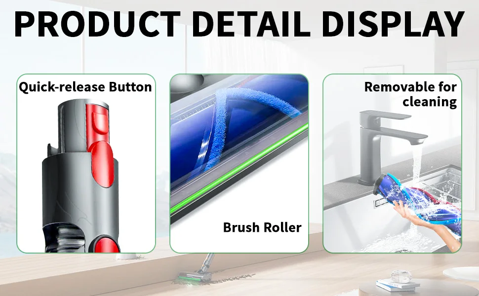 Blossom Staubsaugerkopf für Dyson V7 V8 V10 V11 V15 Boden Teppich Reinigungszubehör Handstaubsauger Rollenbürste – Detail 4