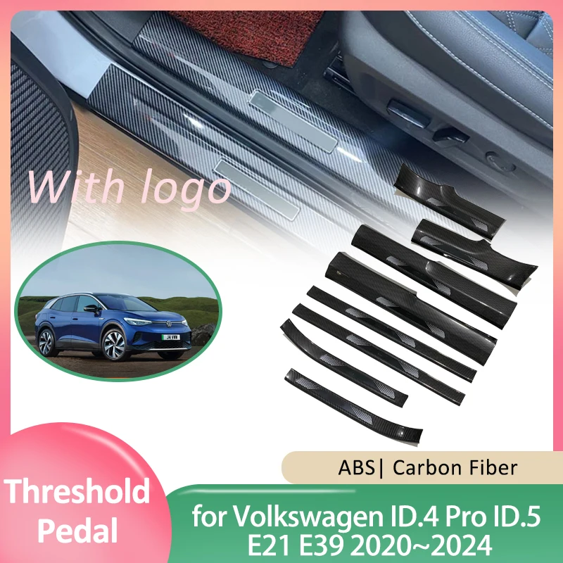 

Накладка на порог для Volkswagen VW ID.4 Pro ID.5 ID4 ID5 2020 ~ 2024 Добро пожаловать, защита порога педали, наклейка, аксессуары