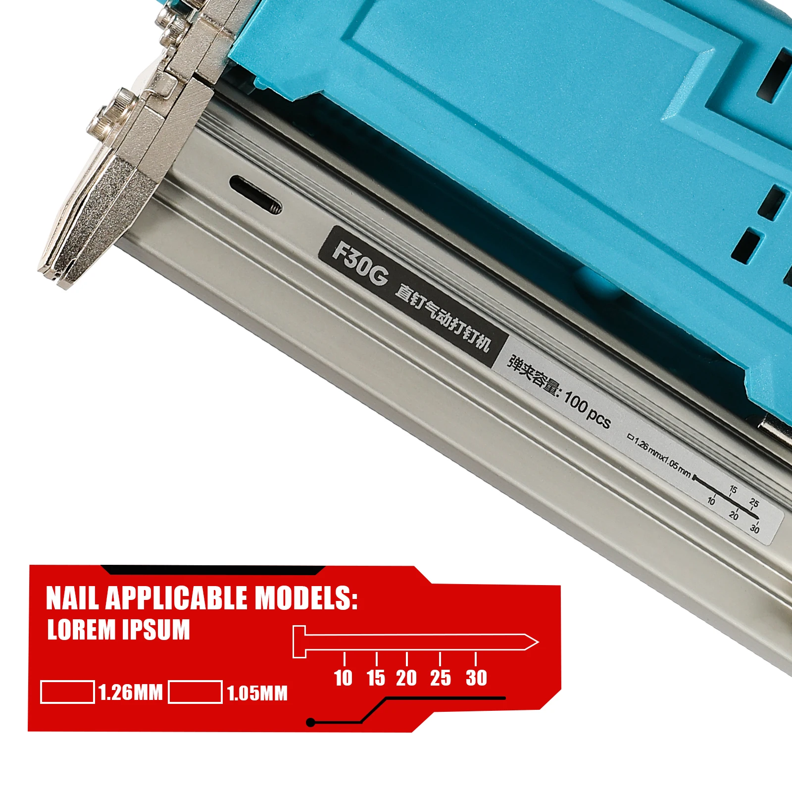 Kabelloser F30 Nagelpistole Elektrischer Möbel- und Tischler-Tacker Heftgerät Holzbearbeitungs-Elektrowerkzeug Heftpistole für Makita 18V Akku – Detail 7