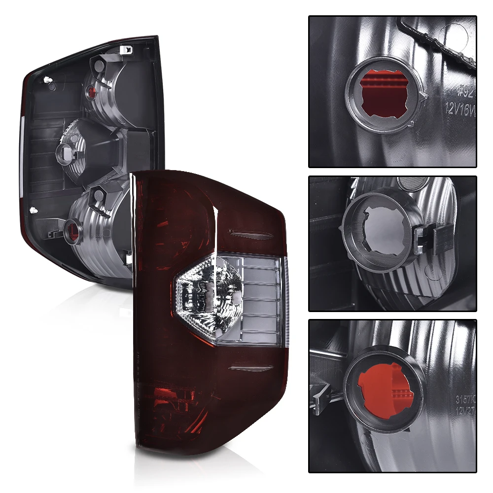 1 زوج أضواء خلفية خلفية مصابيح الفرامل الجمعية صالح ل 14-21 تويوتا تندرا المدخن مقاوم للماء سنوبروف الغبار اكسسوارات السيارات #4