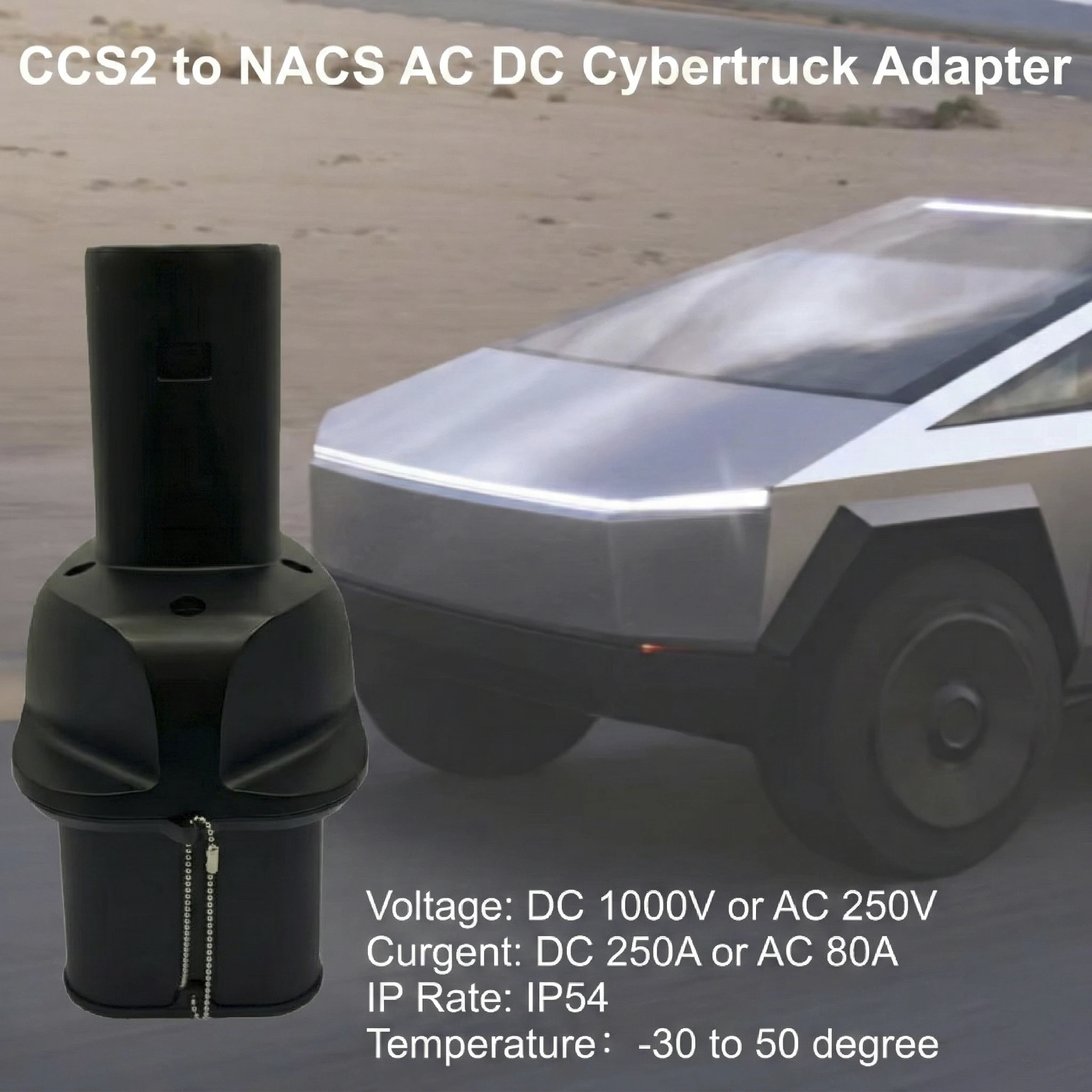 Beret CCS2 to Tesla Cybertruck Charger Adapter Max DC 250KW AC 8KW 2In1 SuperFast CCS2 to Tesla Charging