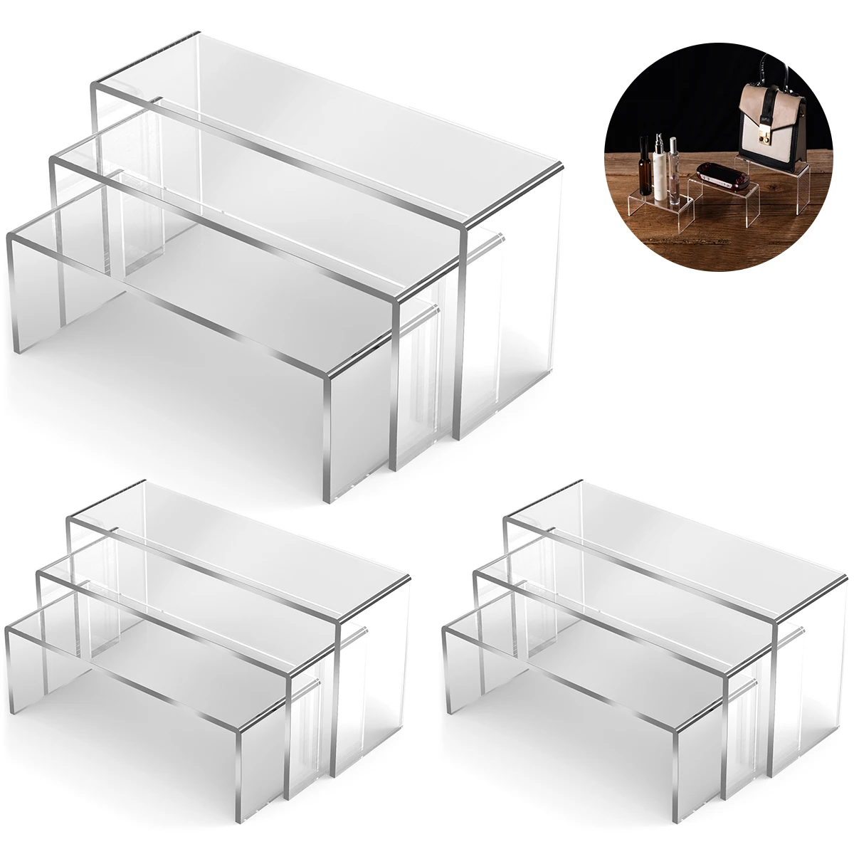 3/6/9 Stuks Acryl Display Stand Blind Box Opslag Plank U-vorm Lichtgewicht Cupcake Houder Dessert display Sieraden Display Riser - afbeelding 1