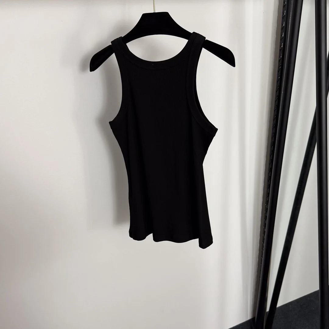 

2025 Summer New Women's Embroidered Letter Slim Fit Cotton Vest Casual Style