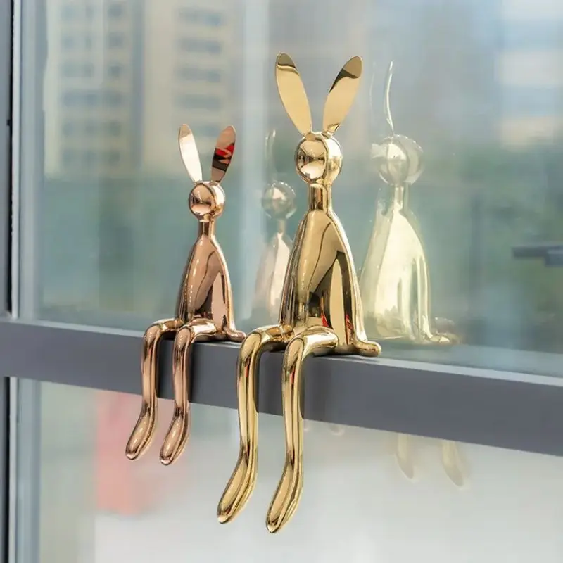 Sculpture de lapin en acier inoxydable, artisanat en métal de style moderne, décoration de jardin extérieur personnalisée, grossistes