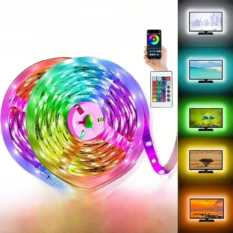 Bande lumineuse LED RGB 5050, application Bluetooth, télécommande IR, USB 1M 2M 3M 4M 5M 10M 15M 20M, rétro-éclairage déco pour Festival et maison
