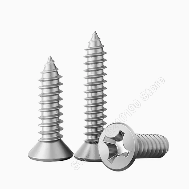 M3.5 M4 M5 M6 High Quality 316 Stainless Steel Phillips Flat Countersunk Head Self Tapping Wood Screw Length 8 10 12 16 20-100mm